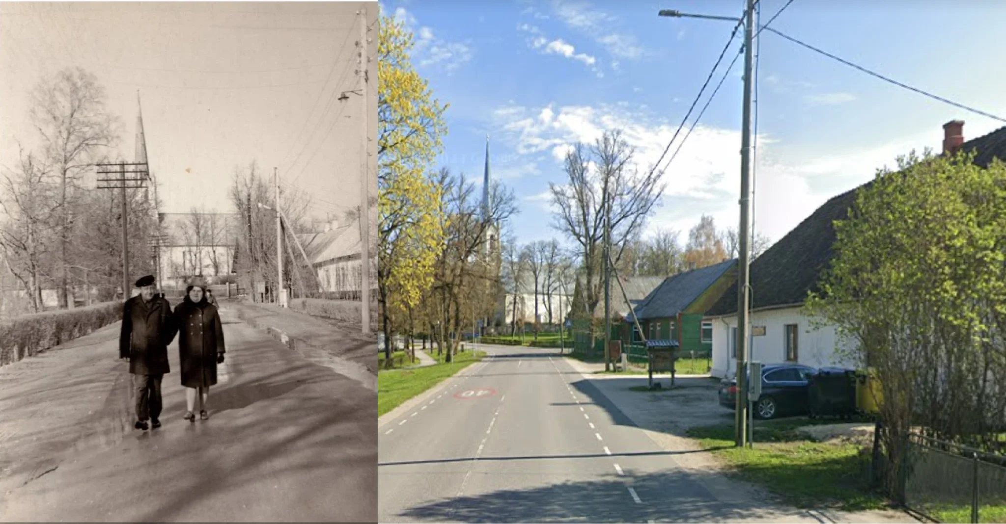 View along Pikk street — left 1962, right 2023